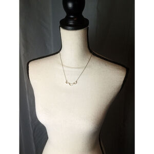 Necklace Silver Chain with Three Gold Half Circle Pendents